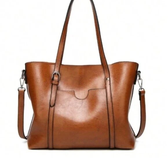 Classic Vegan Leather Tote Shoulder Bag main image 3